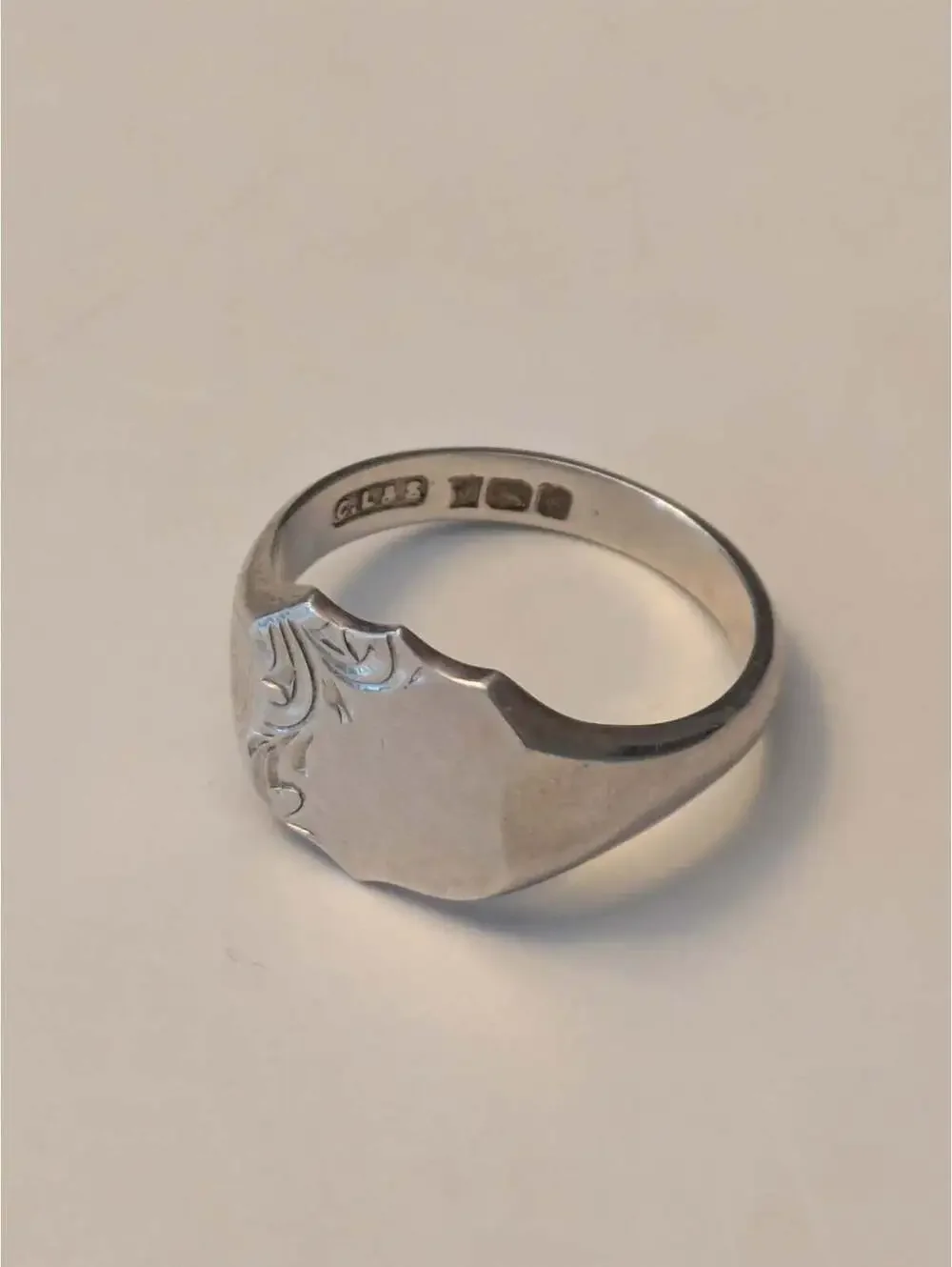 antique british sterling silver shield signet ring
